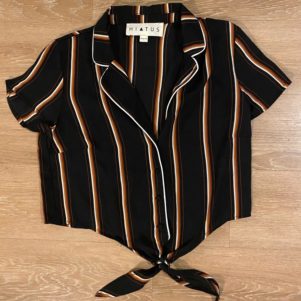 Hiatu Nordstrom Crop collar short sleeve -striped